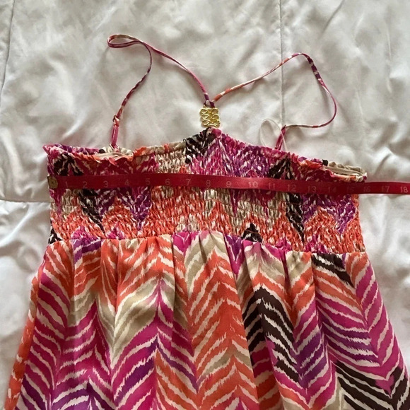 Trina Turk Silk Halter Ruched Maxi Dress Ruffle bottom NEW Size 12 - Picture 9 of 10